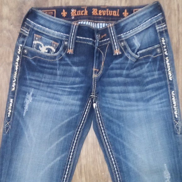 Rock Revival NWOT Women's 26 Bootcut Ameli Embellished Embroidered Distressed - Picture 4 of 13